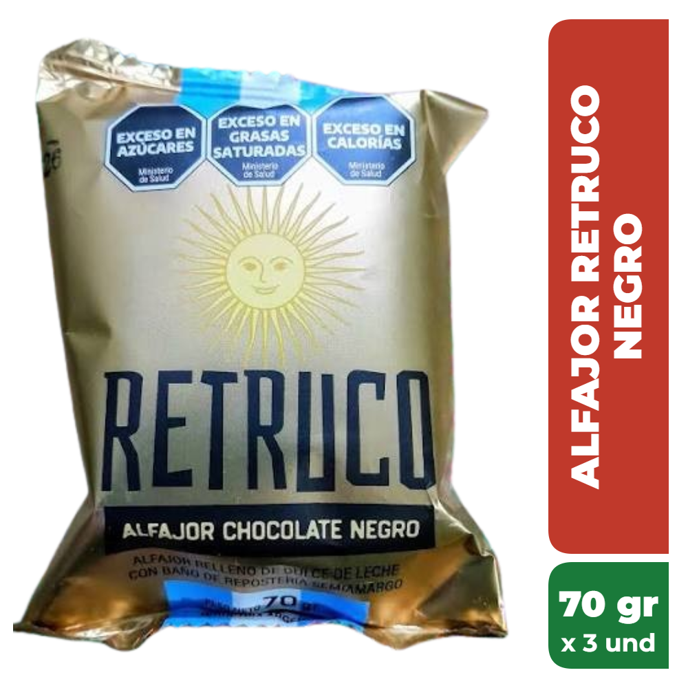 RETRUCO ALFAJOR NEGRO 70gr x3