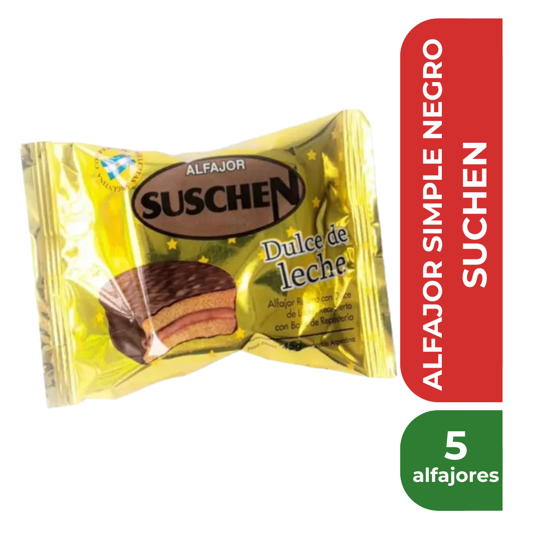 SUSCHEN ALFAJOR SIMPLE NEGRO 45gr x5