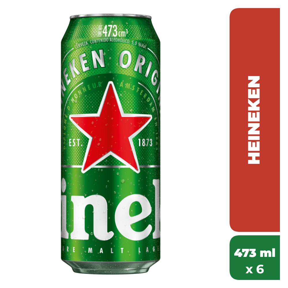 HEINEKEN CERVEZA 473ml x6