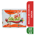DICHA ROLLO DE COCINA 40 PAÑOS x 3rollos