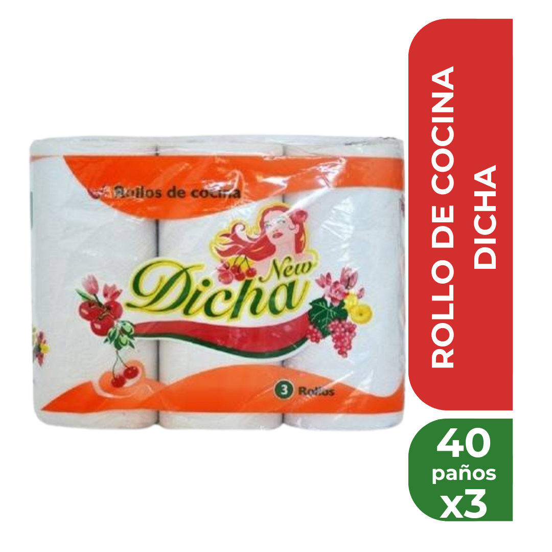 DICHA ROLLO DE COCINA 40 PAÑOS x 3rollos