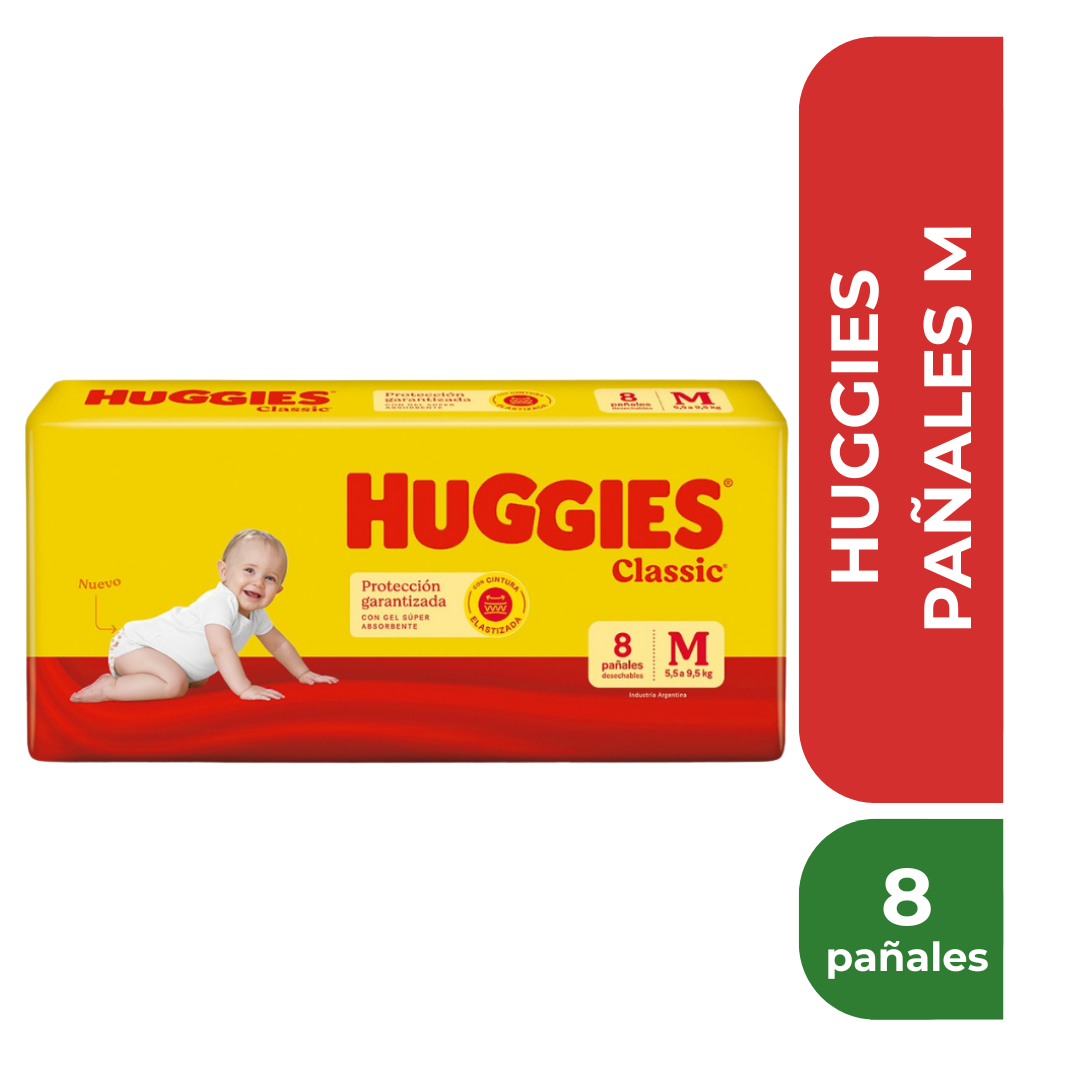 HUGGIES PAÑALES M x8 pañales