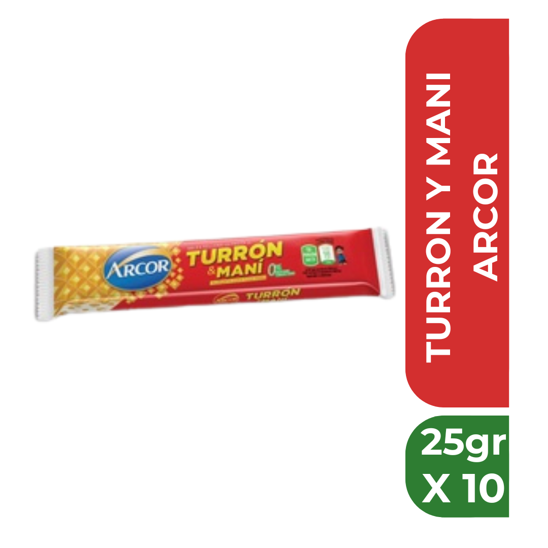 ARCOR TURRON Y MANI 25gr x10 turrones