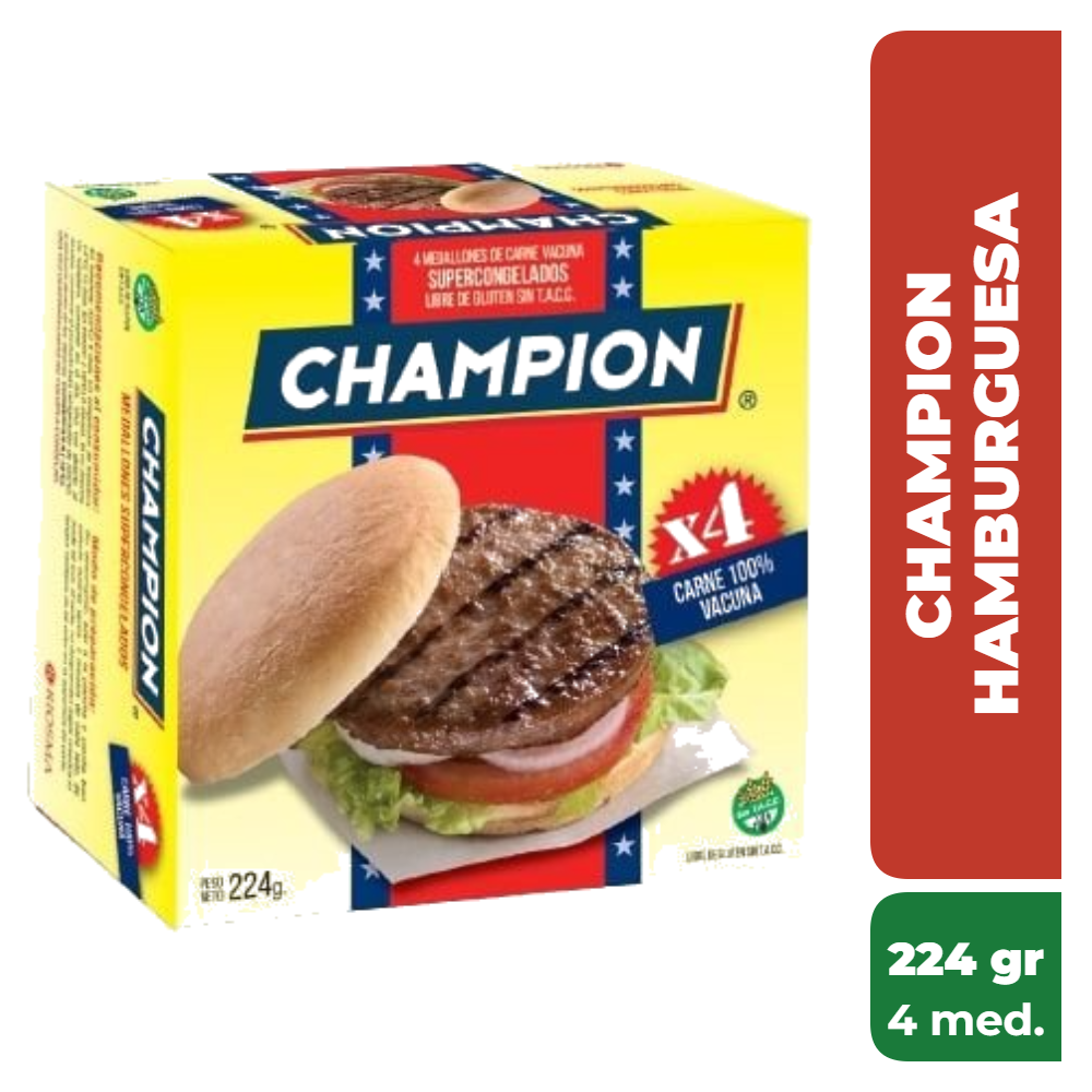 CHAMPION HAMBURGUESA 224gr x4 medallones