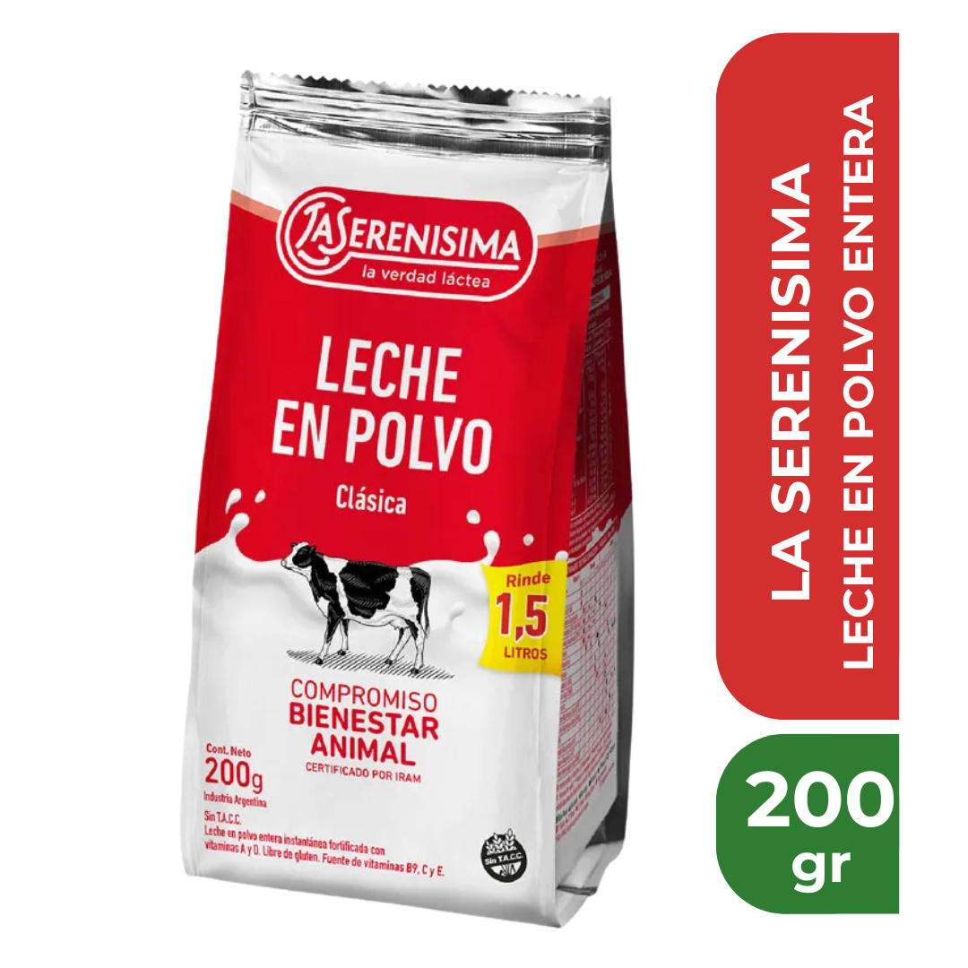 LA SERENISIMA LECHE EN POLVO ENTERA 200gr