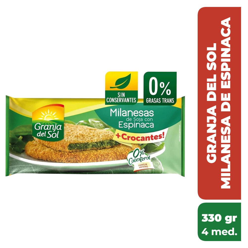 GRANJA DEL SOL MILANESA ESPINACA 330gr x4 medallones