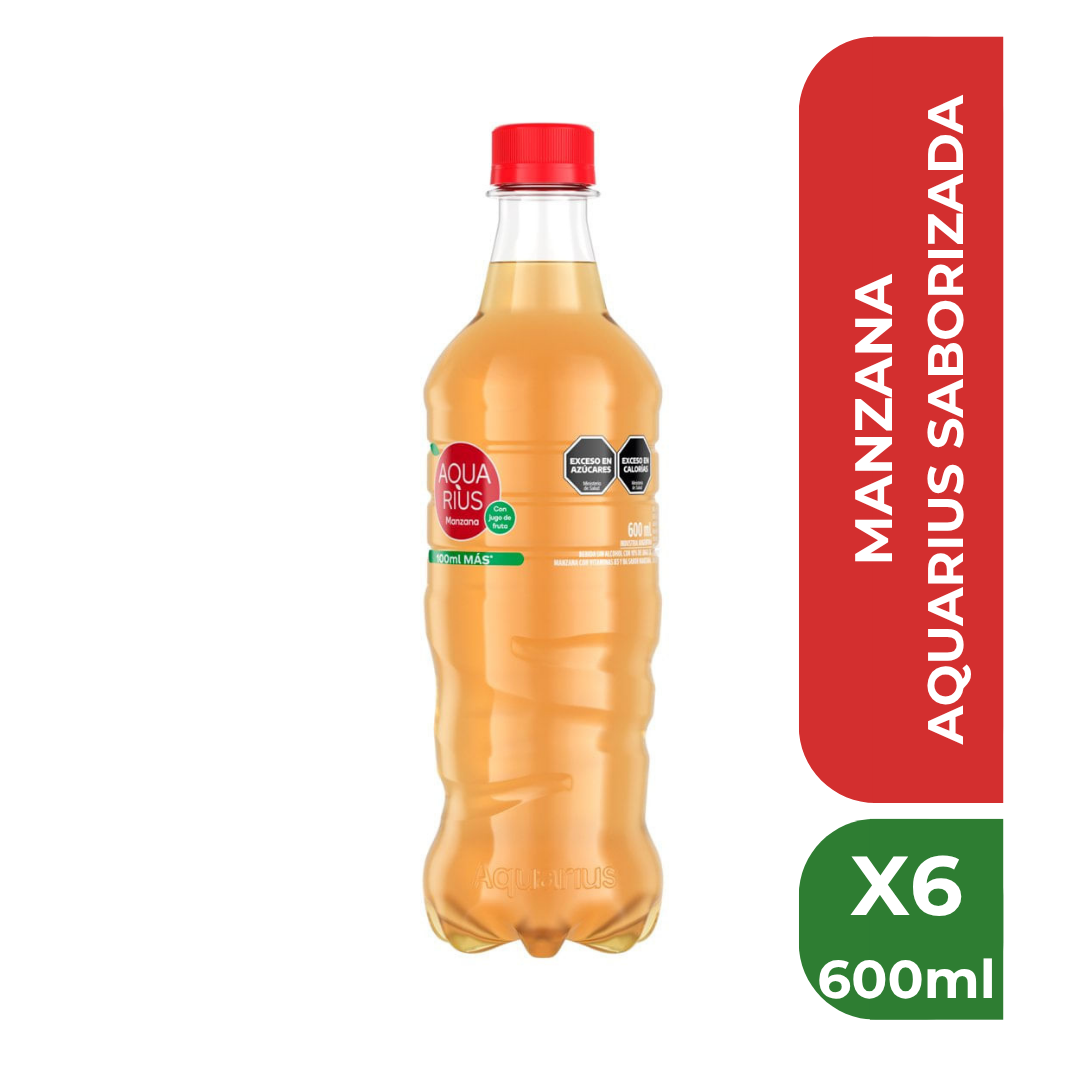 AQUARIUS SABORIZADA 600ml x6 MANZANA