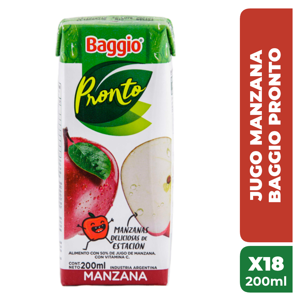 JUGO BAGGIO PRONTO 200ml MANZANA x18