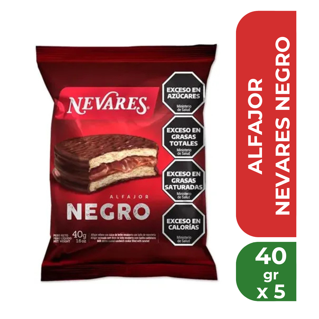 NEVARES ALFAJOR NEGRO 40gr x 5