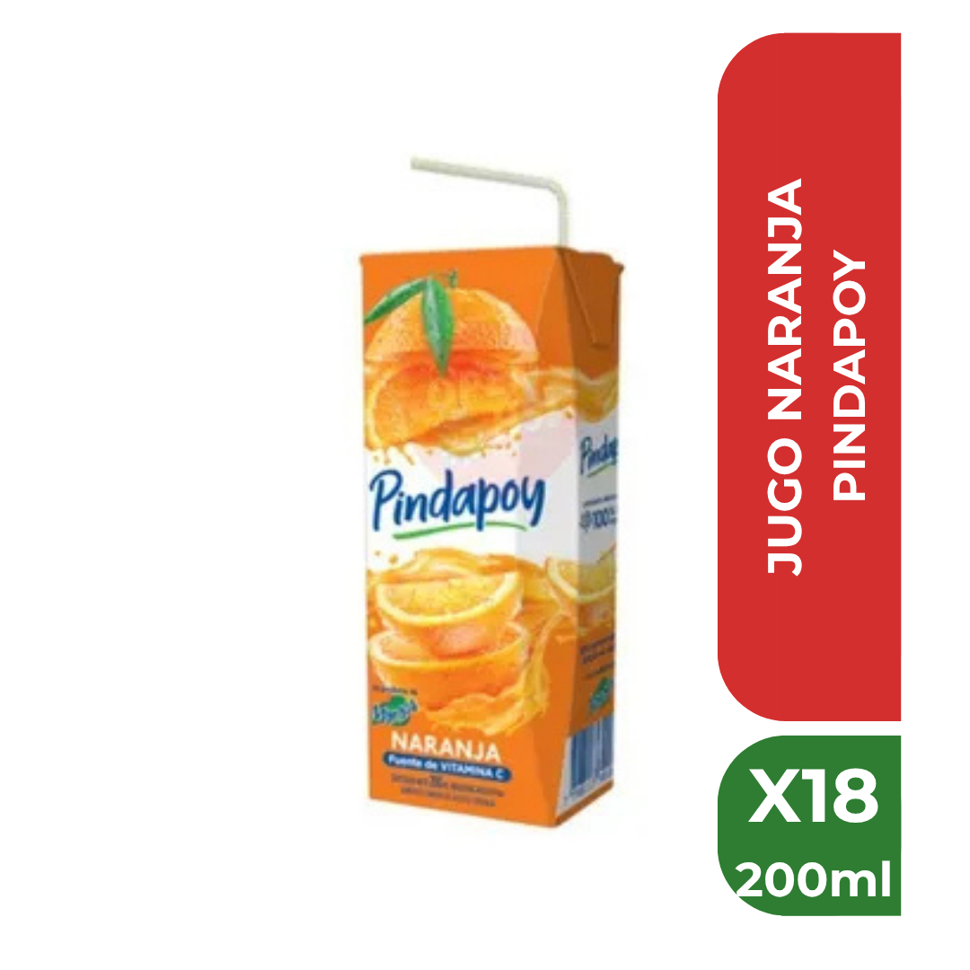 PINDAPOY JUGO NARANJA 200ml x18