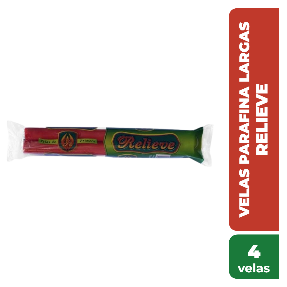 RELIEVE VELAS PARAFINA LARGAS 4 velas