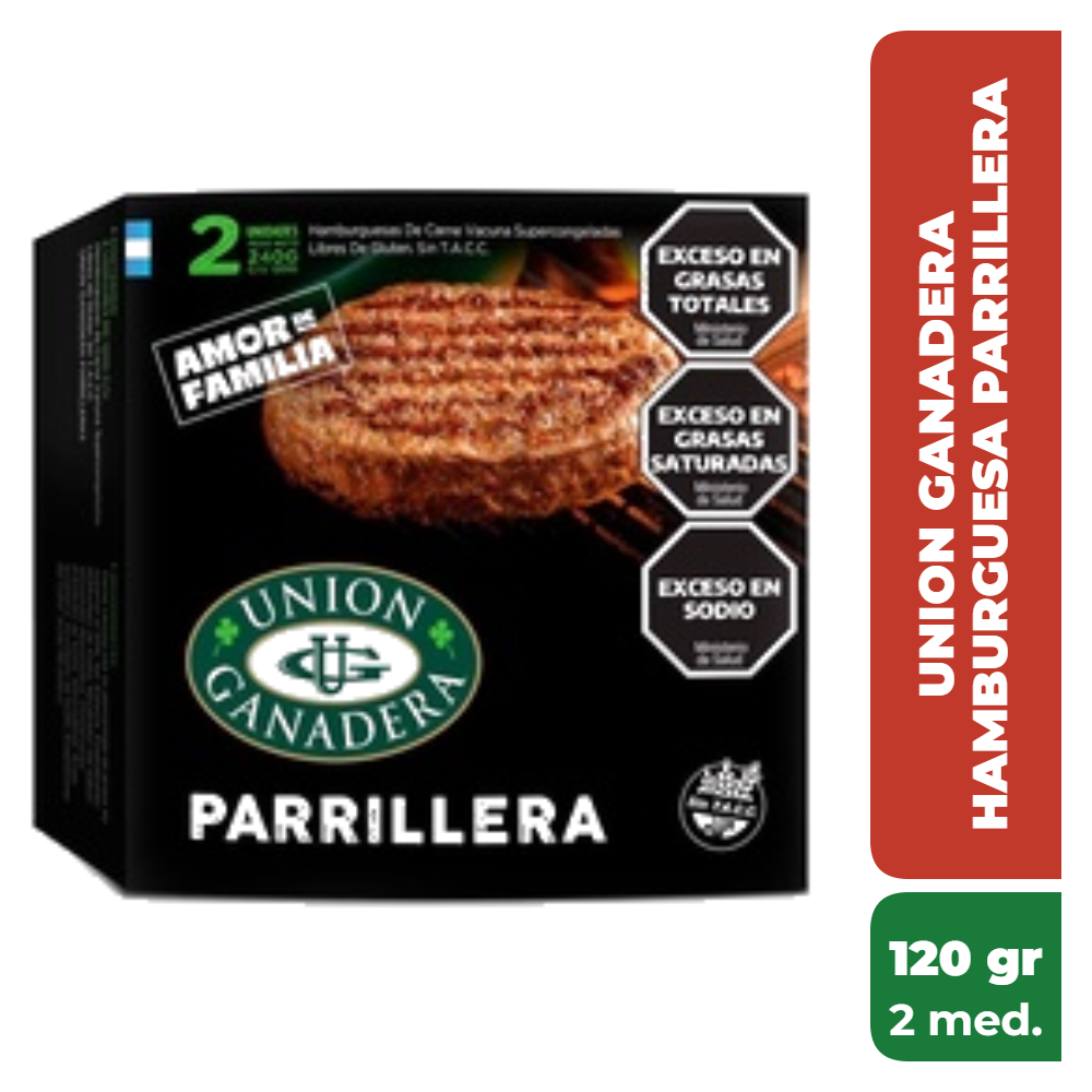 UNION GANADERA HAMBURGUESA PARRILLERA 120gr x2 medallones