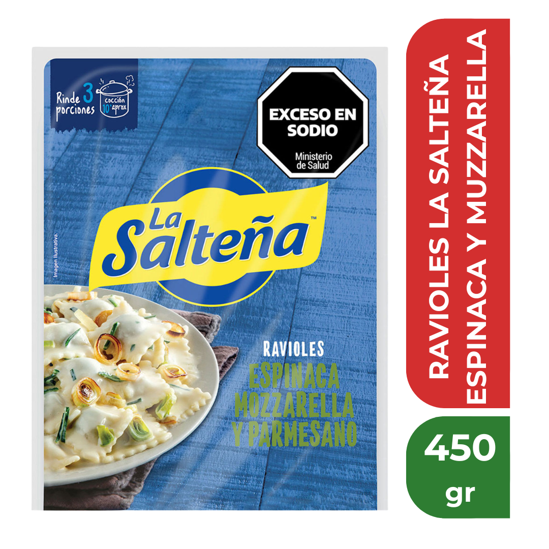 LA SALTEÑA RAVIOL 450gr ESPINACA Y MUZZARELLA
