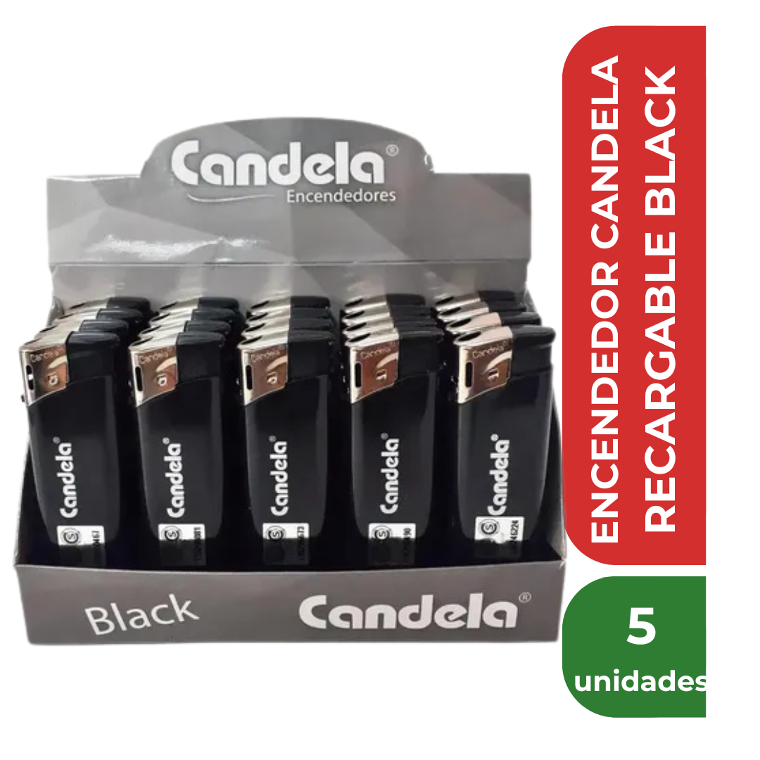 ENCENDEDOR CANDELA RECARGABLE BLACK x 5u