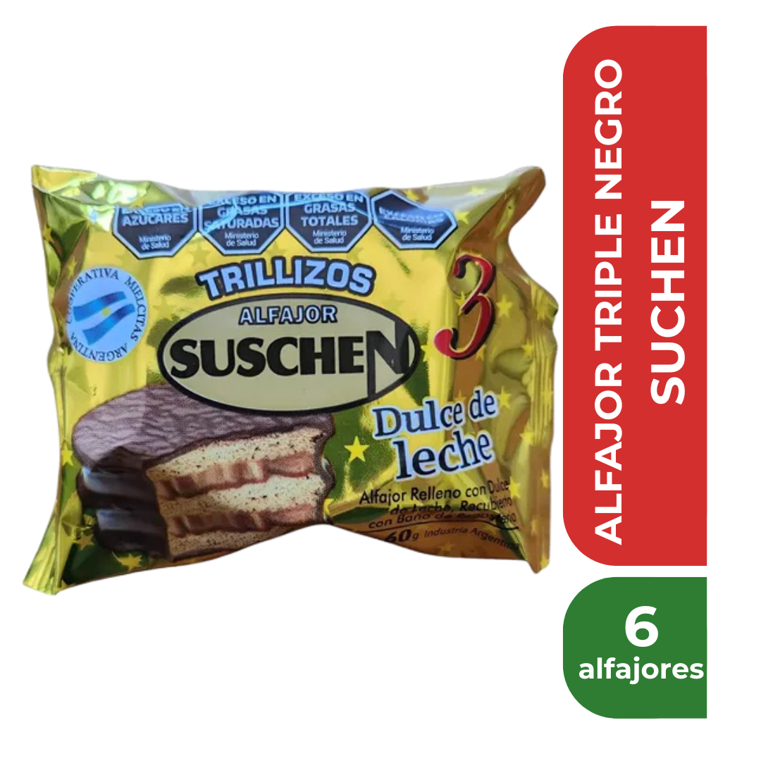 SUSCHEN ALFAJOR TRIPLE NEGRO 60gr x6