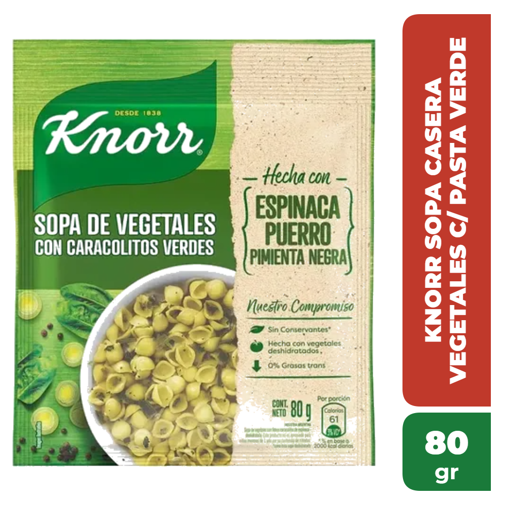 KNORR SOPA CASERA VEG. C/PASTA VERDE